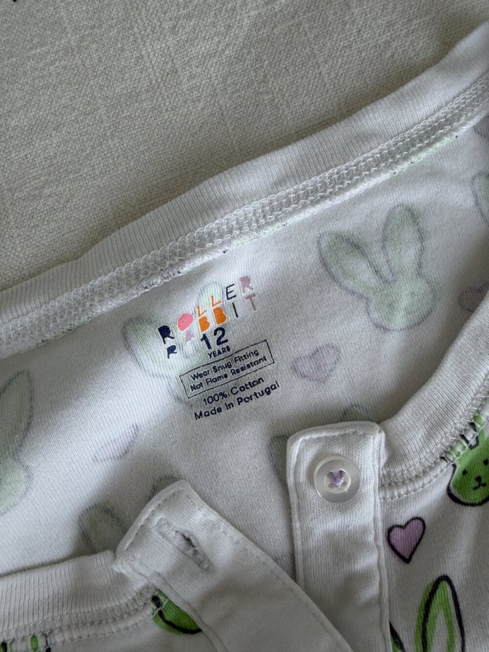 Girls Roller Rabbit Long Sleeve Rabbit Print Pajama Set - Picture 3 of 4